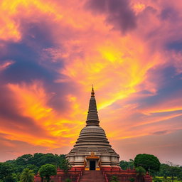A breathtaking view of the sky shimmering near the Ruwanweli Maha Seya