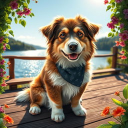 An incredibly cool, cute, and attractive dog, featuring a fluffy, well-groomed coat in shades of brown and white