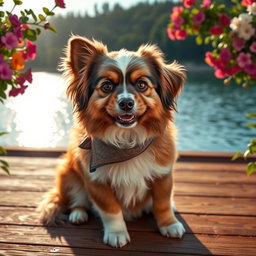 An incredibly cool, cute, and attractive dog, featuring a fluffy, well-groomed coat in shades of brown and white
