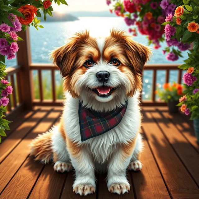 An incredibly cool, cute, and attractive dog, featuring a fluffy, well-groomed coat in shades of brown and white