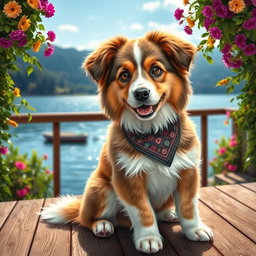 An incredibly cool, cute, and attractive dog, featuring a fluffy, well-groomed coat in shades of brown and white