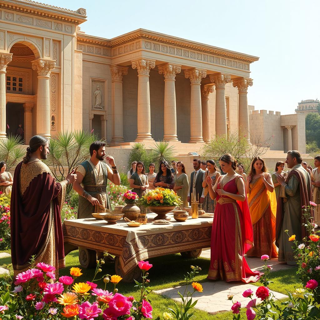 A stunning portrayal of the Persian New Year, Nowruz, celebrated during the Achaemenid Empire