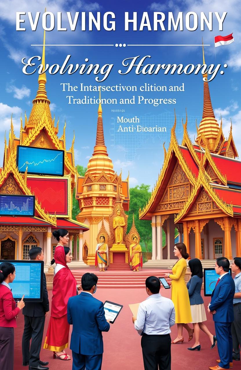 A visually striking representation of Thai political studies, blending traditional Thai culture with modern political themes