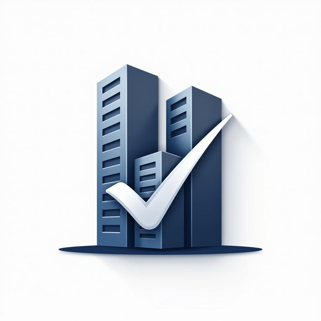 A professional and sleek icon representing property management software, centered around the theme of apartment management