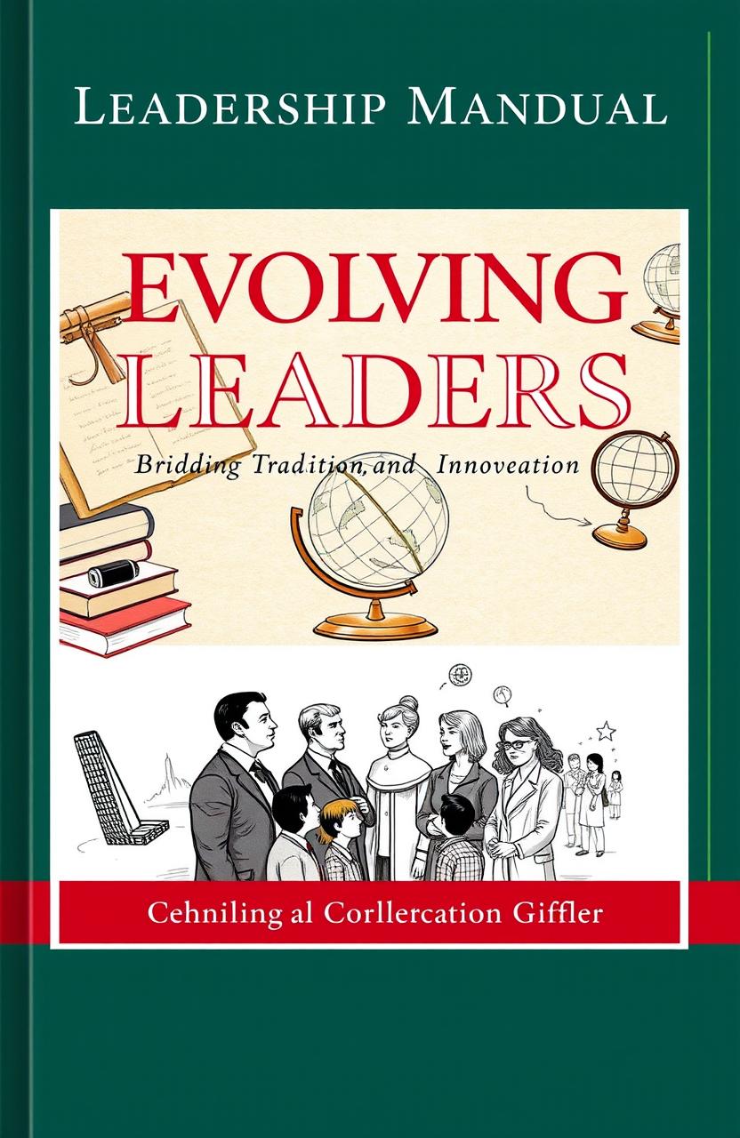 A leadership manual cover design featuring a harmonious blend of traditional and modern styles