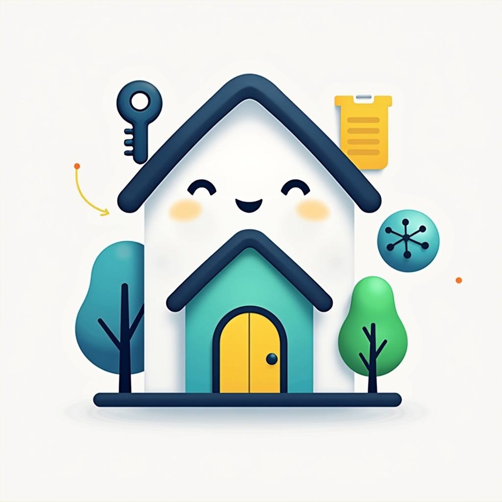 An elegant and fun icon for property management software, designed with a white background