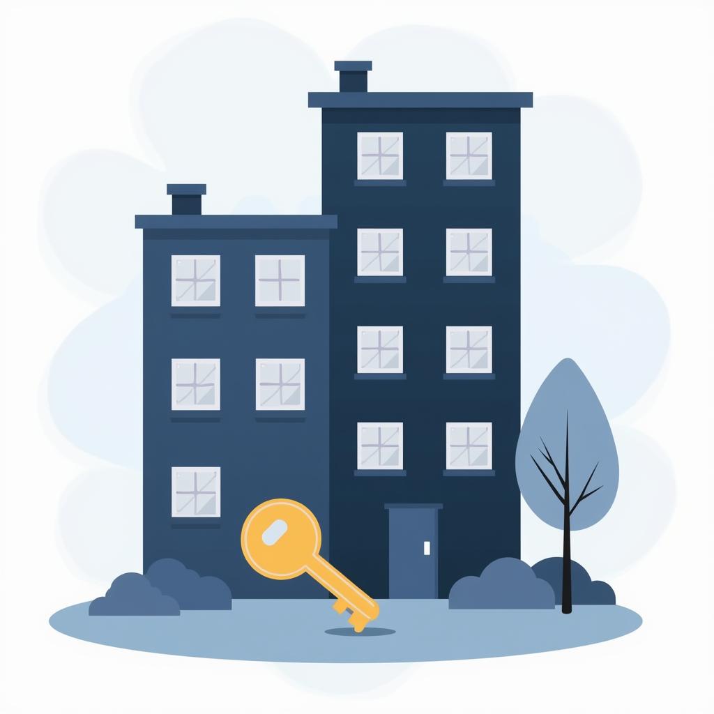 A professional and sleek icon focused on apartment buildings for property management software