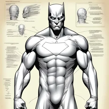 The comic book artist took great care to anatomize the superhero's costume, ensuring every detail was perfect.