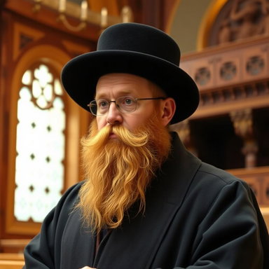 Orthodox Rabbi in Serene Synagogue: A Depiction of Wisdom and Spirituality