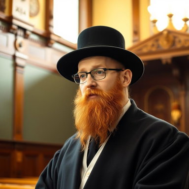 Orthodox Rabbi in Serene Synagogue: A Depiction of Wisdom and Spirituality