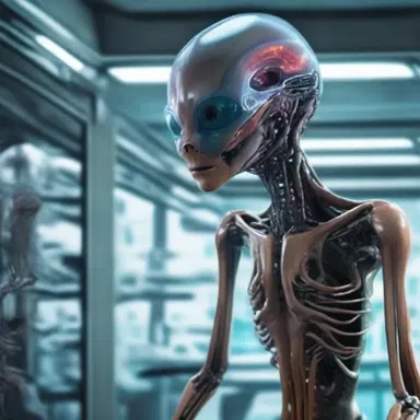 In the science fiction novel, the scientist uses futuristic technology to anatomize alien species.