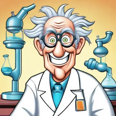 In the cartoon, the mad scientist anatomizes a cartoon character to discover its comedic mechanics.
