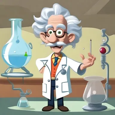 In the cartoon, the mad scientist anatomizes a cartoon character to discover its comedic mechanics.