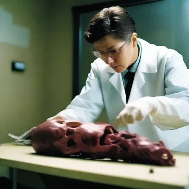 In the horror movie, the forensic investigator anatomizes the murder victim's remains to find clues.