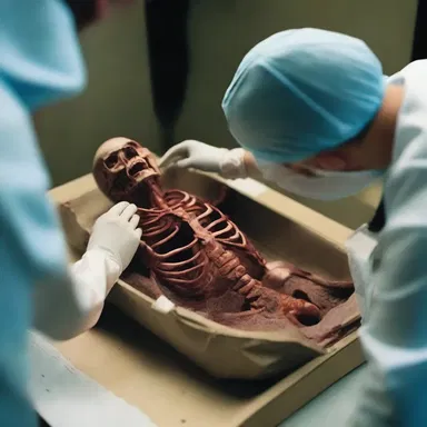 In the horror movie, the forensic investigator anatomizes the murder victim's remains to find clues.