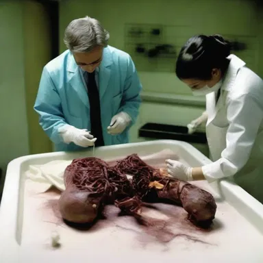 In the horror movie, the forensic investigator anatomizes the murder victim's remains to find clues.