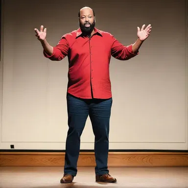 The stand-up comedian humorously anatomized common social situations during his comedy routine.