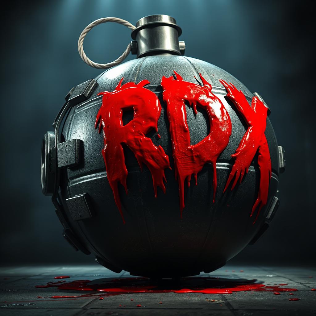 A large, ominous bomb with a menacing appearance, featuring massive metallic construction and intricate details
