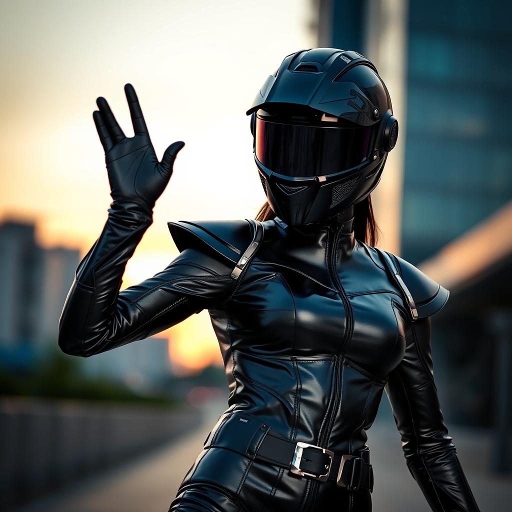 A striking black ROK (rocket outfit) model displayed in an exciting and dynamic pose