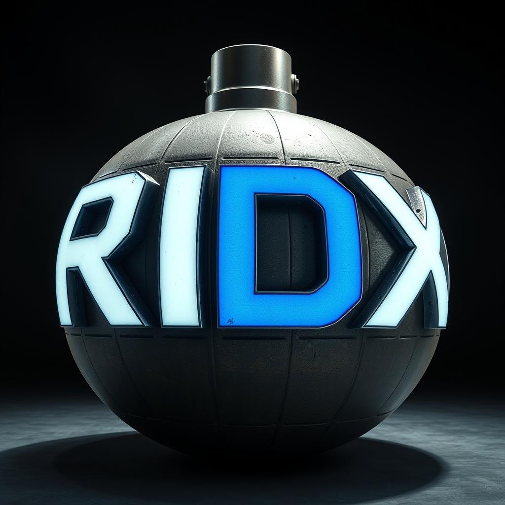 A large bomb featuring the word 'RDX' prominently displayed on its surface