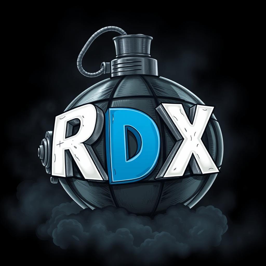 A detailed illustration of a bomb with the letters 'R', 'D', and 'X' prominently displayed