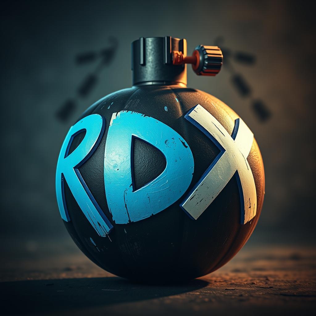 A stylized depiction of a bomb with the letters 'R', 'D', and 'X' prominently displayed on it