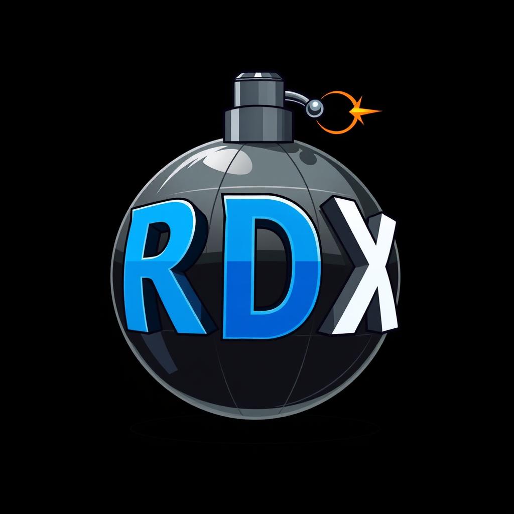 A stylized illustration of a bomb with the letters R, D, and X displayed prominently on its surface