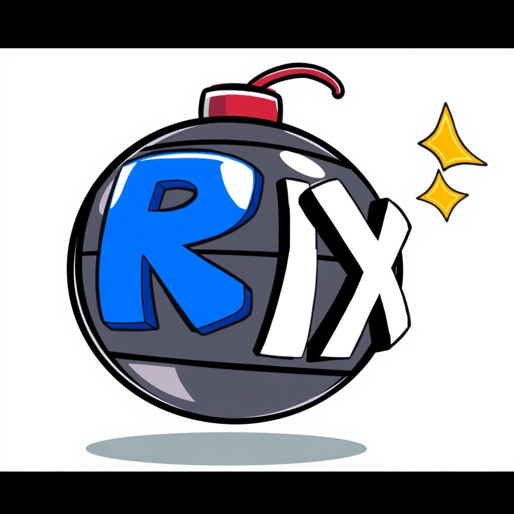 A stylized illustration of a cartoonish bomb featuring the letters 'R', 'D', and 'X' prominently displayed on its surface