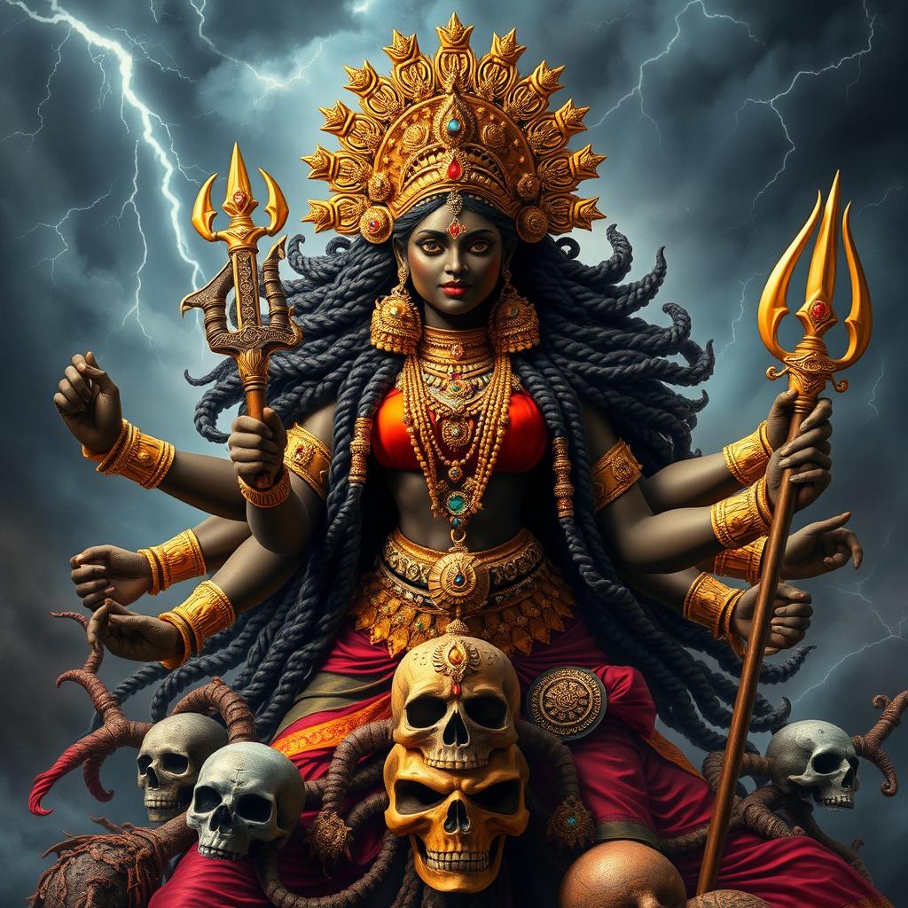 A powerful and fierce depiction of Mahakali, the Hindu goddess of time and change