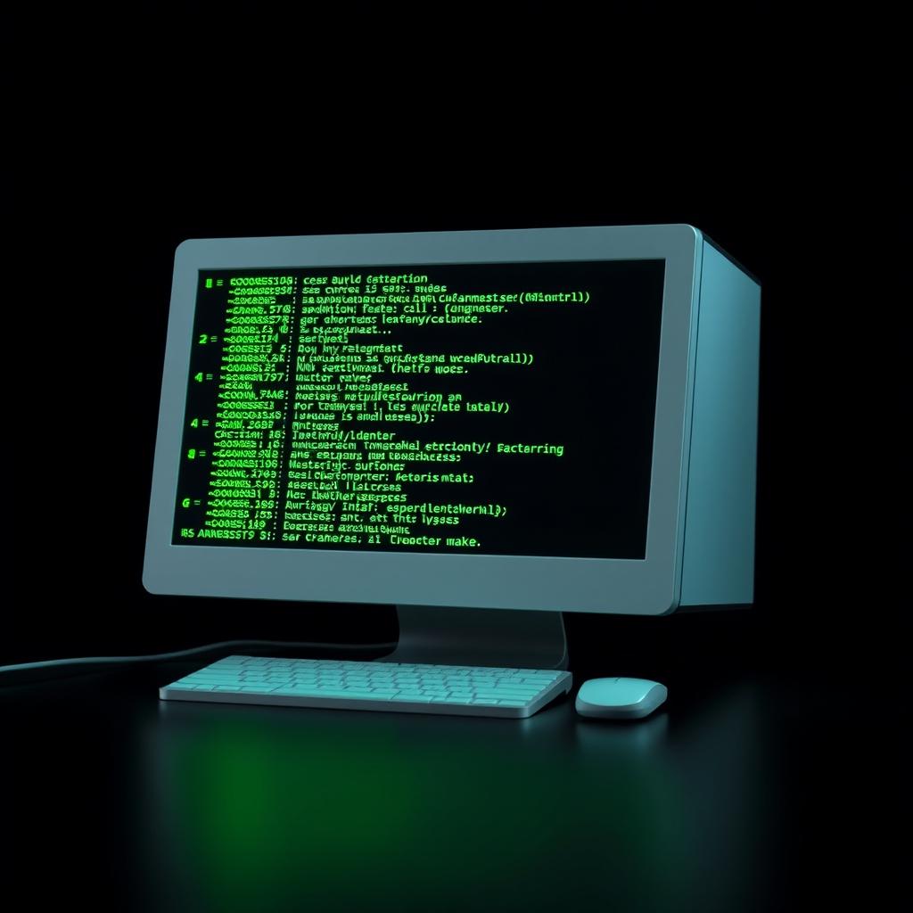 A clear image of a computer screen featuring bright green text and symbols, displaying various alphanumeric characters reminiscent of hacker code