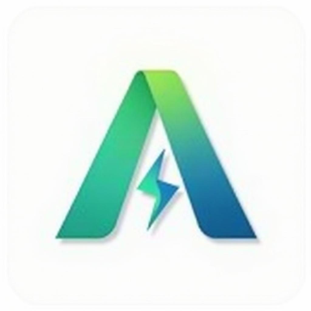A sleek, modern icon representing property management software, designed in the shape of the letter 'A' with a dynamic lightning shape cutout