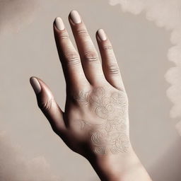 A digital art image showcasing a close-up of a hand pose