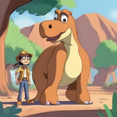 In the animated series, the protagonist discovers a secret underground laboratory where scientists have managed to resurrect an Anatotitan, which becomes their loyal sidekick.