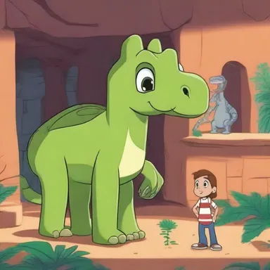 In the animated series, the protagonist discovers a secret underground laboratory where scientists have managed to resurrect an Anatotitan, which becomes their loyal sidekick.