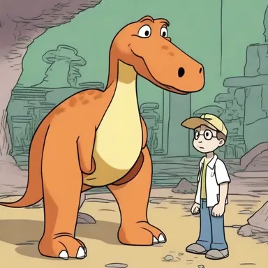 In the animated series, the protagonist discovers a secret underground laboratory where scientists have managed to resurrect an Anatotitan, which becomes their loyal sidekick.
