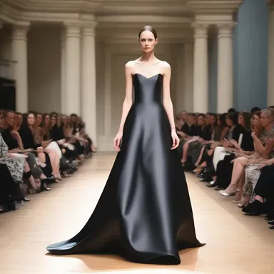 The avant-garde fashion show showcased a stunning gown inspired by the sleek and graceful silhouette of an Anatotitan.
