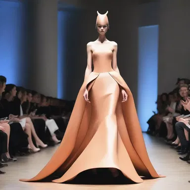 The avant-garde fashion show showcased a stunning gown inspired by the sleek and graceful silhouette of an Anatotitan.