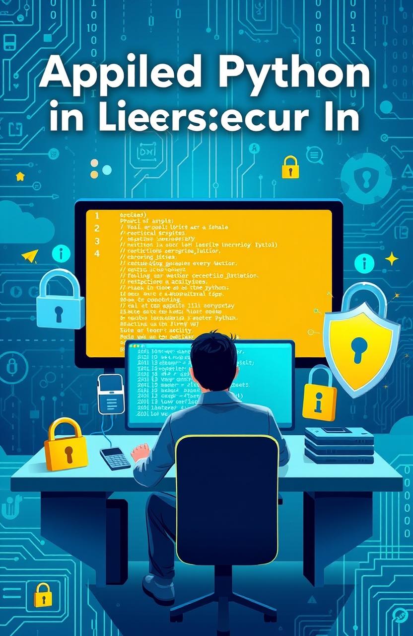 A visually engaging representation of applied Python in cybersecurity, showcasing practical scripts and techniques