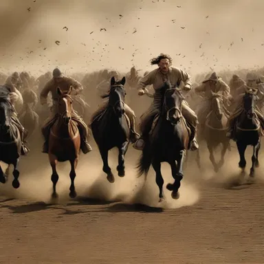 The epic blockbuster film features a thrilling chase scene where the heroes find themselves pursued by a stampede of rampaging Anatotitans.