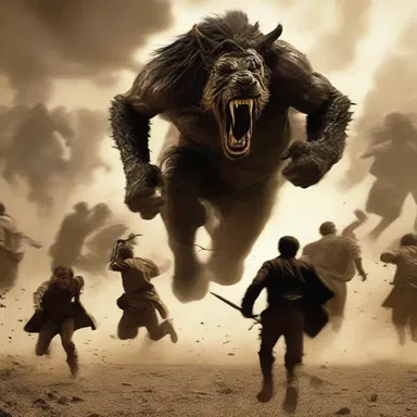 The epic blockbuster film features a thrilling chase scene where the heroes find themselves pursued by a stampede of rampaging Anatotitans.
