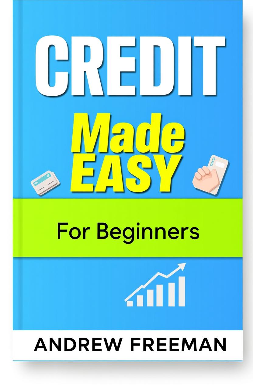 A stylish and modern book cover design for 'Credit Made Easy: For Beginners' by Andrew Freeman