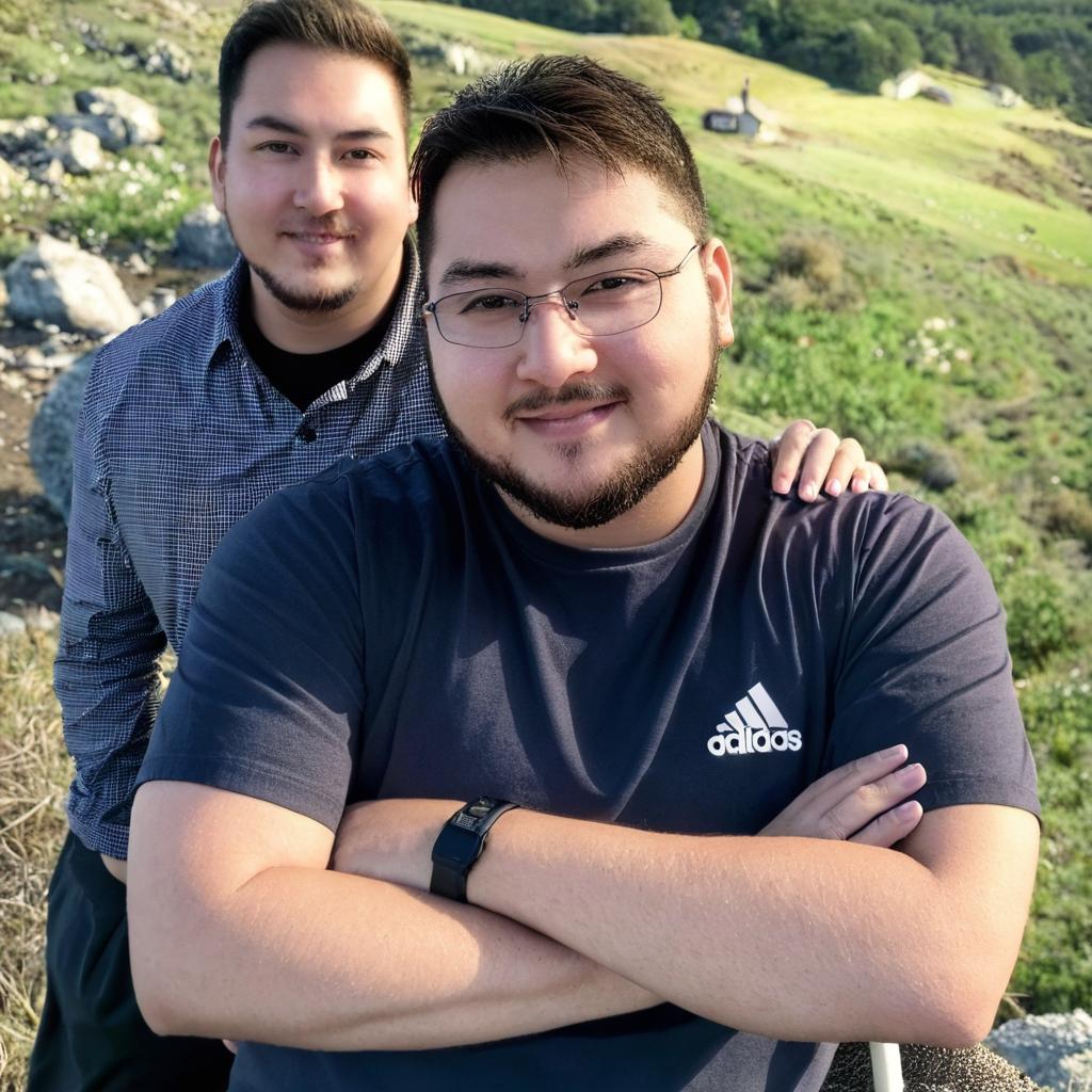 me and brother setting behind me