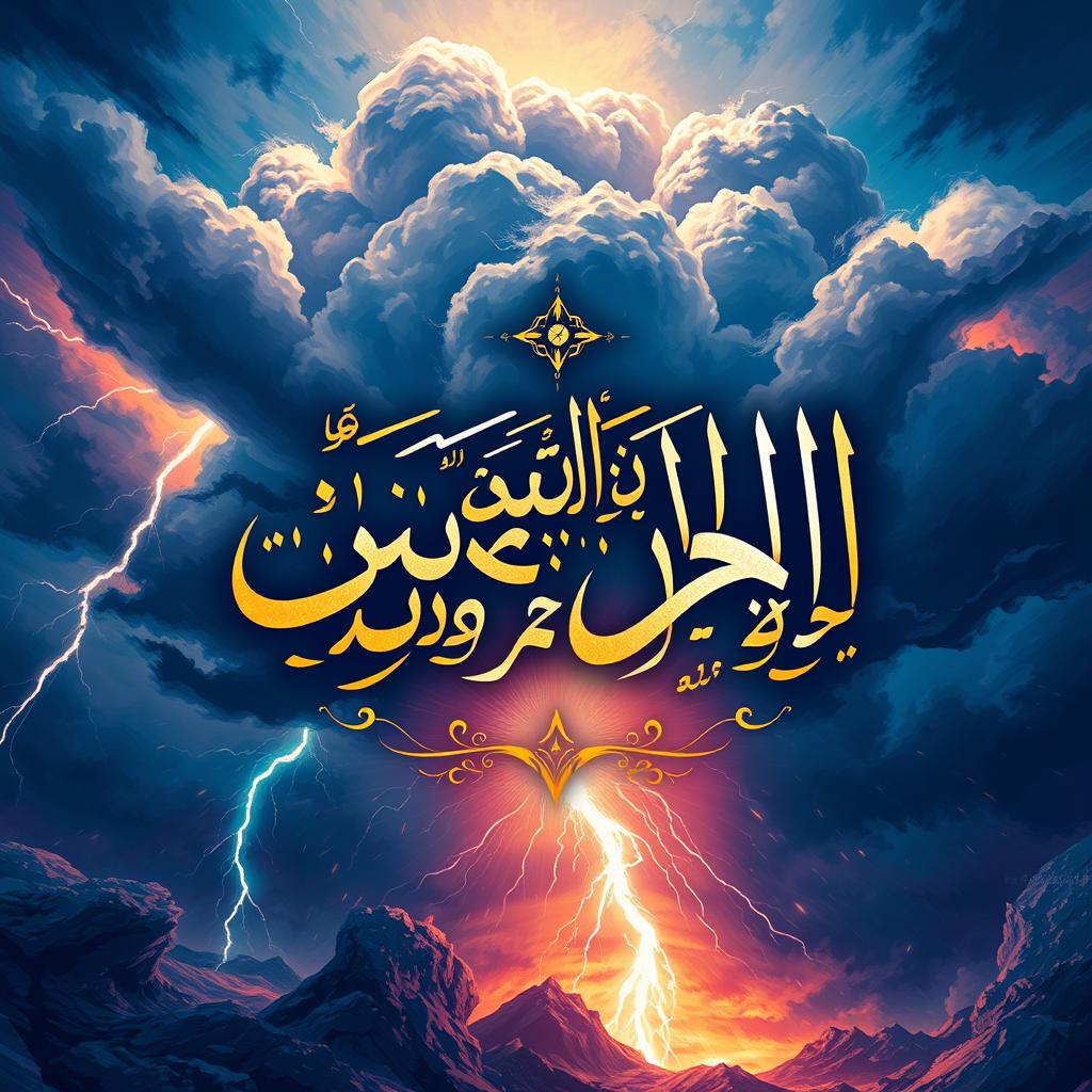 An intricately designed artwork featuring the phrase "بسم الله رحمن الرحیم" (In the name of God, the Most Gracious, the Most Merciful) in elegant calligraphy