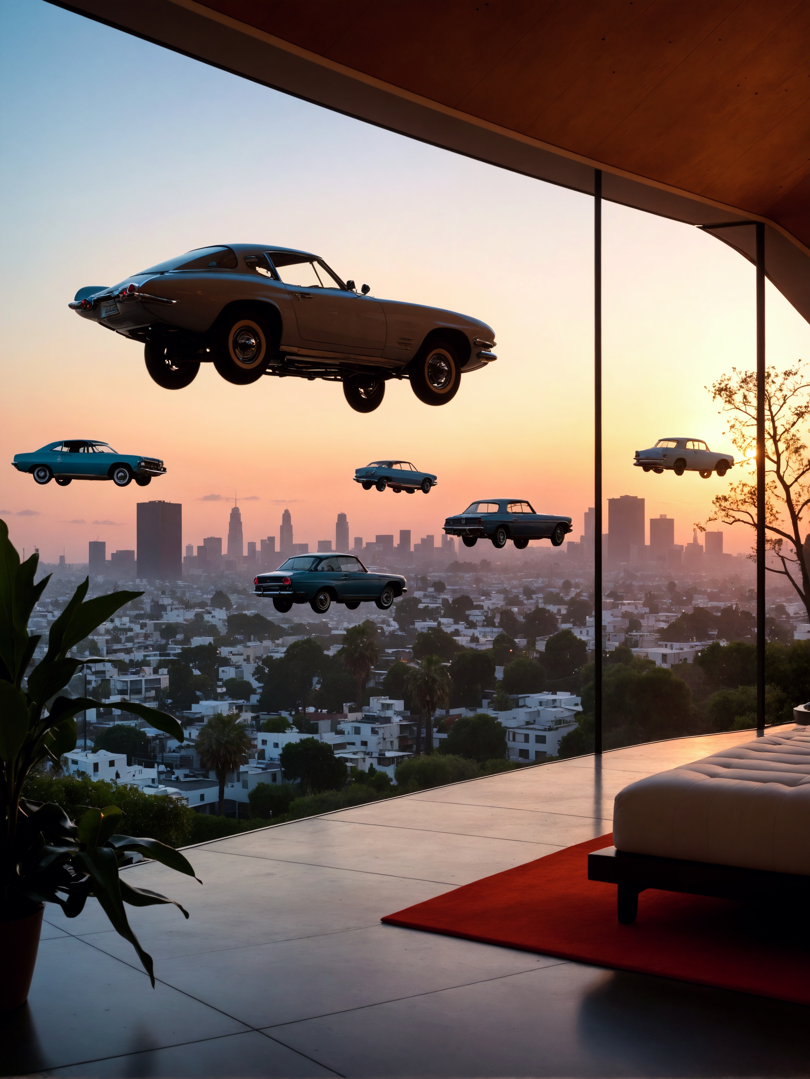 Urban Oasis: Modern Bedroom with Skyline Views