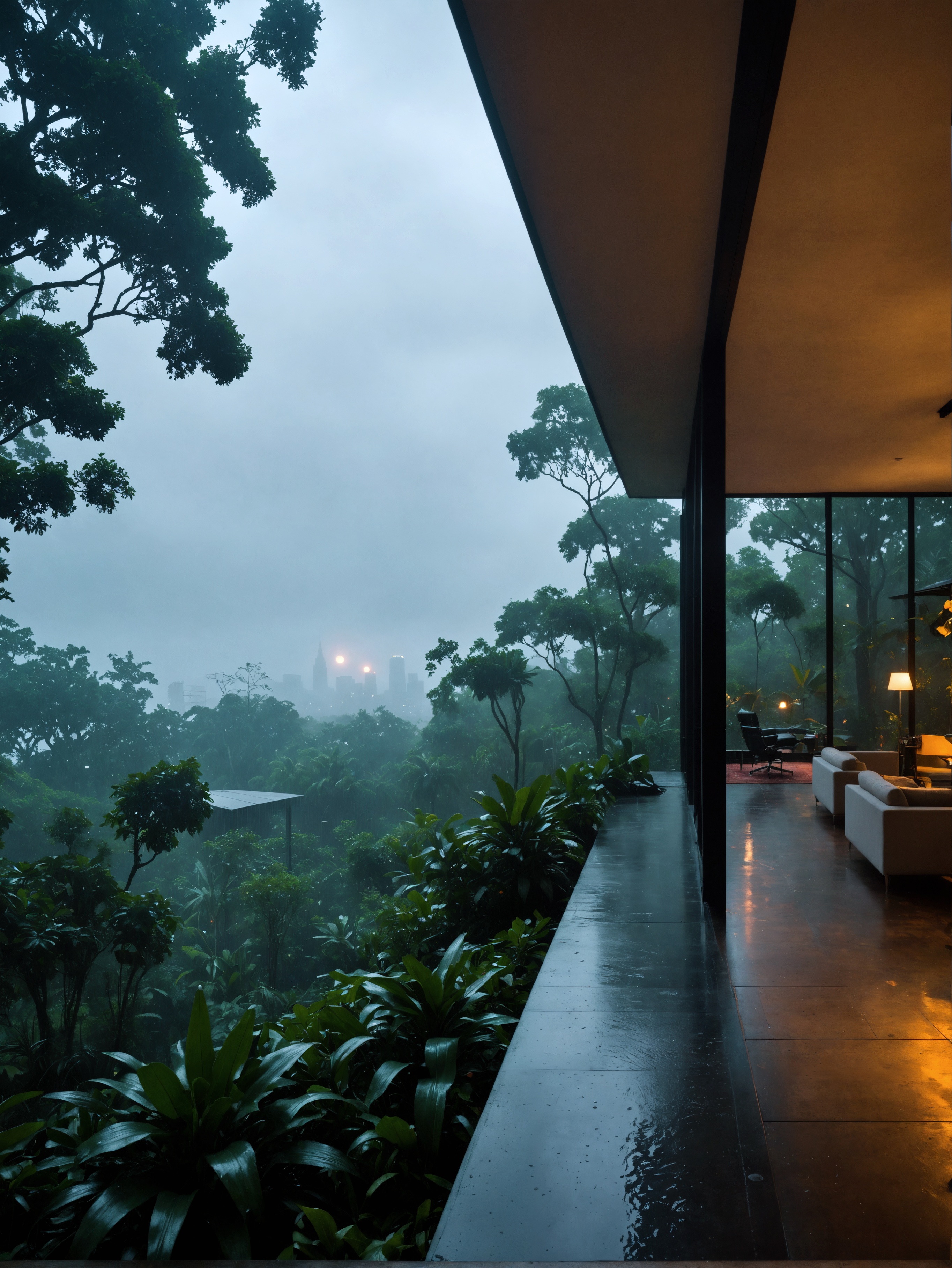 Serenity at Night: A Modern Living Room Oasis