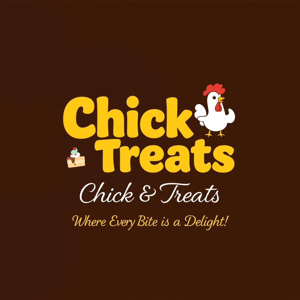 A logo design for a business named "Chick & Treats" featuring a playful and inviting style
