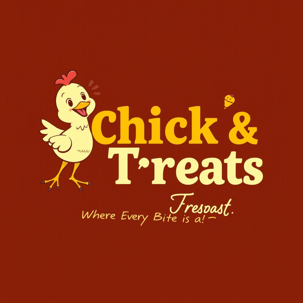 A vibrant and inviting logo for a restaurant named 'Chick & Treats'