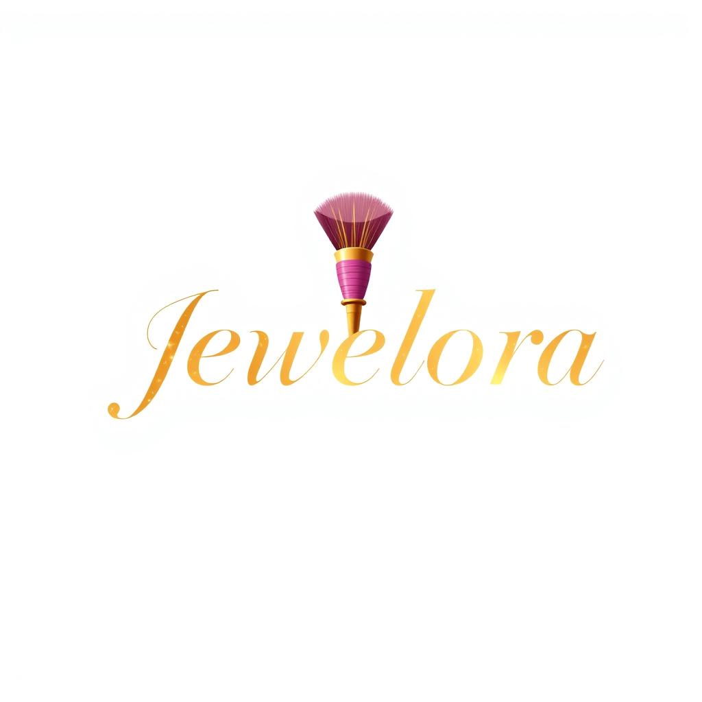 A stylish and elegant logo design for a jewelry and makeup shop named 'Jewelora'