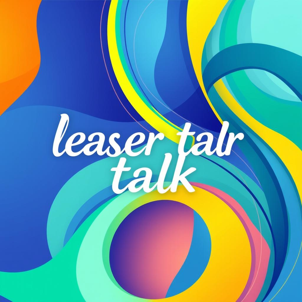 A vibrant and colorful abstract artwork that visually represents the concept of 'leaser talk', focusing on dynamic shapes and forms that evoke a sense of communication and interaction without any text