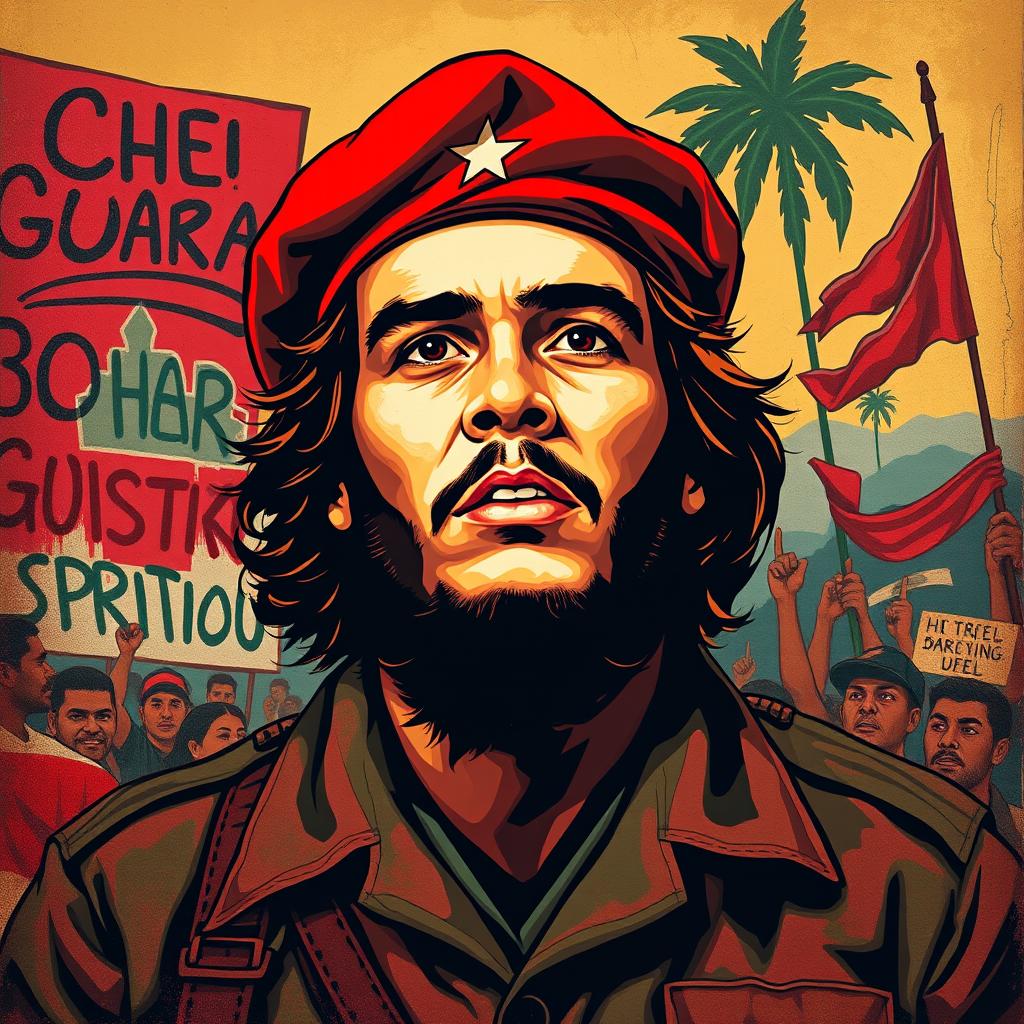 A captivating portrait of Che Guevara, capturing his iconic revolutionary spirit